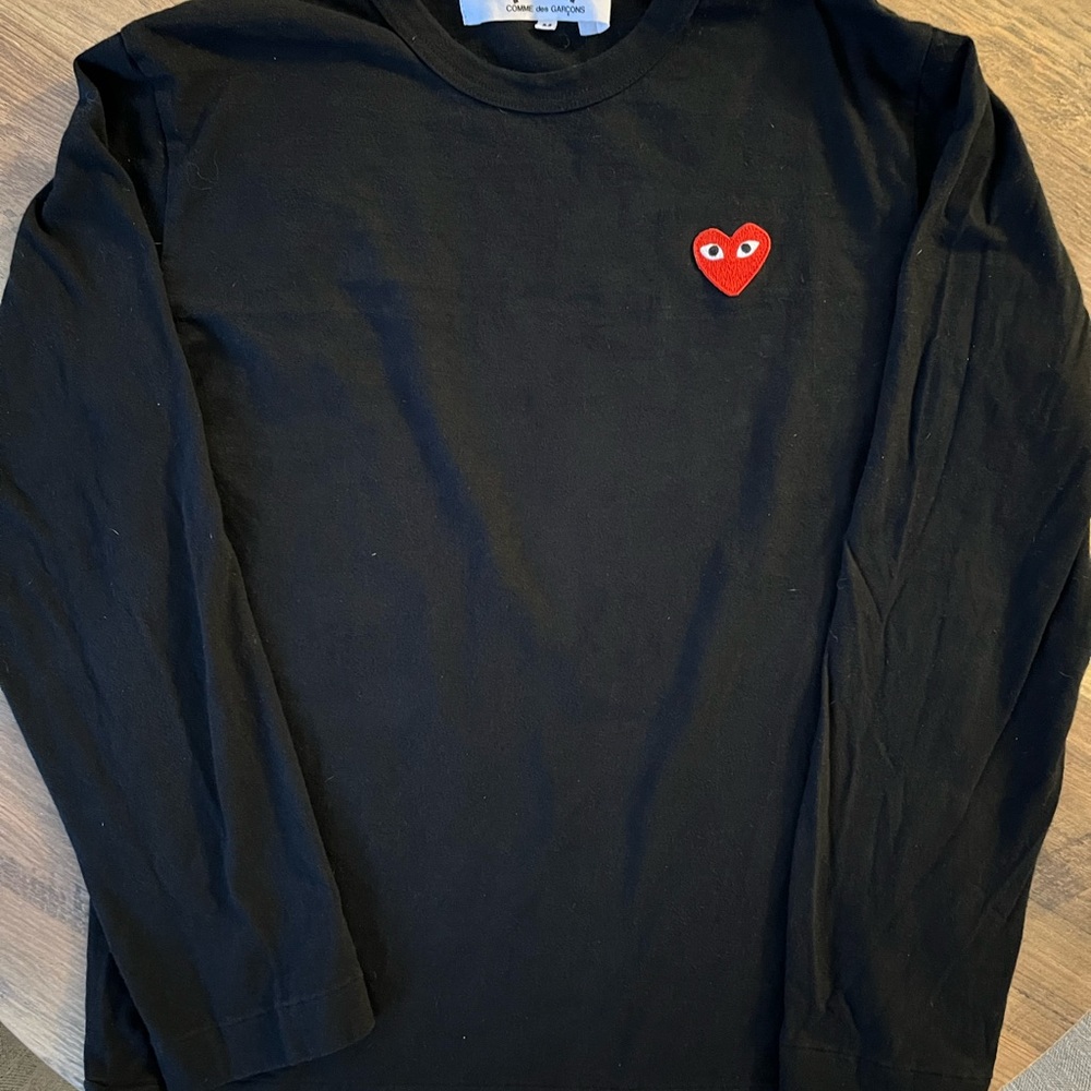 Comme des Garcons PLAY Black Long Sleeve Tee with Red Heart in mint condition!